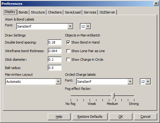 Dialogs of MarvinView