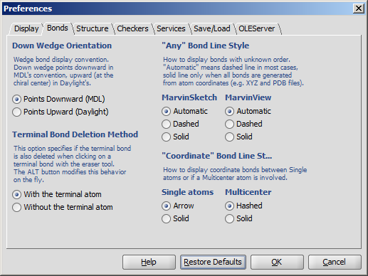 Dialogs of MarvinView